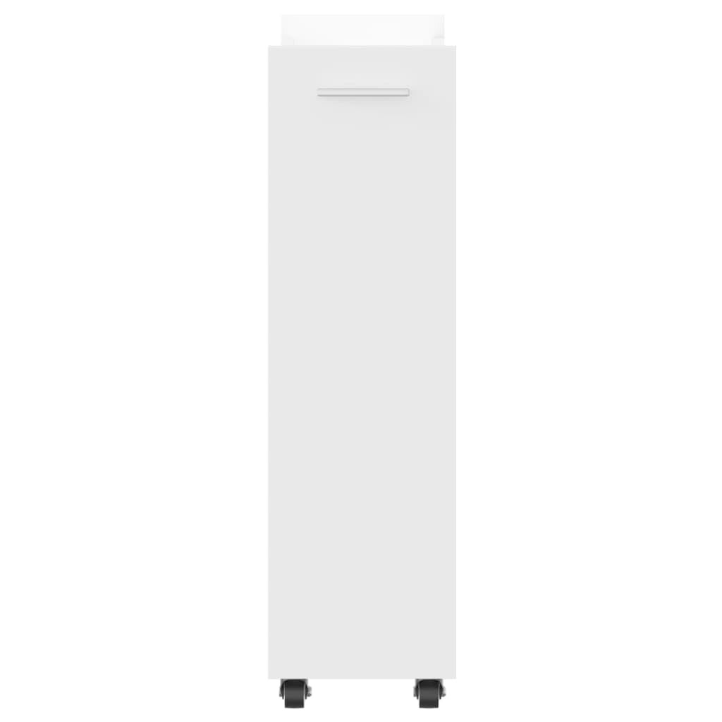 Armario con ruedas, color blanco, 60 x 22 x 79 cm, aparador con dos compartimentos y cuatro ruedas, fácil de mover y con bloqueo para mayor estabilidad, ofrece espacio para bebidas