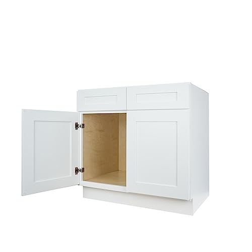 Hollywood Fabiani Design Shaker Sink Base Kitchen Cabinet Ready to Assemble, 27 in. W x 24 in. D x 34.5 in. H, White