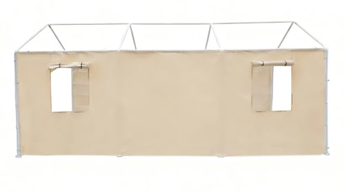 Rutile 10x20 Carport Replacement Sidewall, 180G PE Waterproof & UV Protected Sidewall Cover (Beige, Sidewall Panel with Mesh Windows)