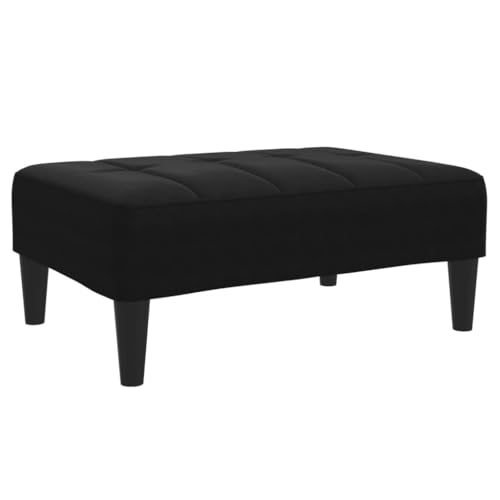 vidaXL Black Velvet Footstool/Ottoman - Comfortable Footrest/Stool with Plywood Frame for Living Room, Bedroom, or Office - 77x55x31 cm