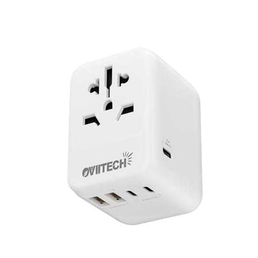 Oviitech 28W Universal Travel Adapter,Power Adapter with 5 USB Ports - All-in-one USA, UK, AUS, EU Plugs for Worldwide Use(White).