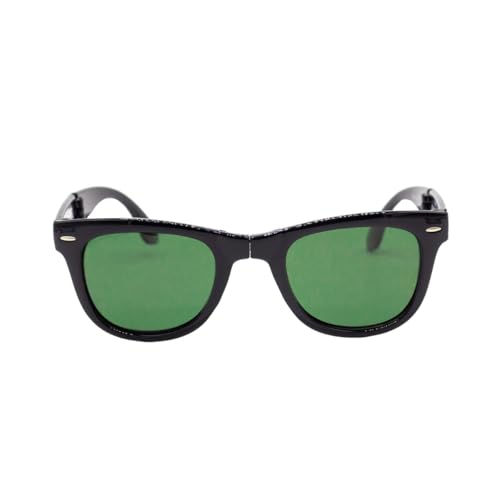 SUNGLASS REVIVERS Gafas de Sol Plegables para Hombre y Mujer   Diseño Clásico con Protección UV   Polarizada (Negro Brillo)