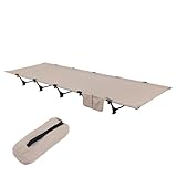 Bwuikim 150 kg klappbares Feldbett zum Angeln, Camping für Outdoor Reisen, Aluminiumlegierung für Erwachsene mit Seitentaschen, zusammenklappbares Schlafen