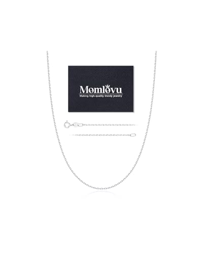 Momlovu 925 Sterling Silver Chain Necklace for Women, 1.1mm Cable Chain Necklaces Silver Chain for Women, Super Sturdy & Shiny Women's Chain Necklaces, 14 Inch