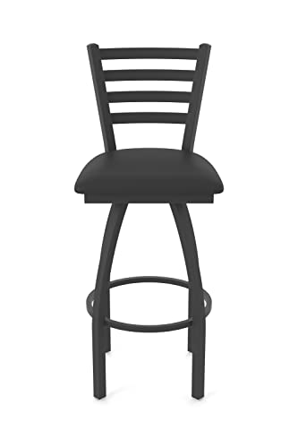Butaco giratorio Jackie 25" con acabado negro arrugado y asiento de vinilo negro miniatura 7