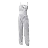 MOHUIED Ballett Wärmepants Damen Balletthose Tanz-Aufwärmoverall Jumpsuit Lockere Hose Fitness Yogahose Kurze/Lange Tanzsportbekleidung(Long Grey,S)