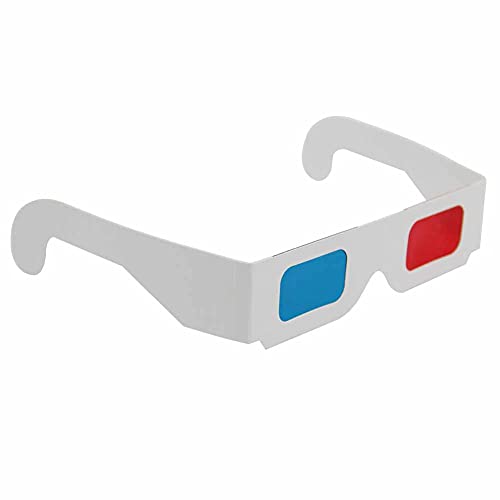 50 Pairs - Flat- 3D Glasses Red And Cyan White Frame Anaglyph Cardboard (Set Of 50) #TOP1