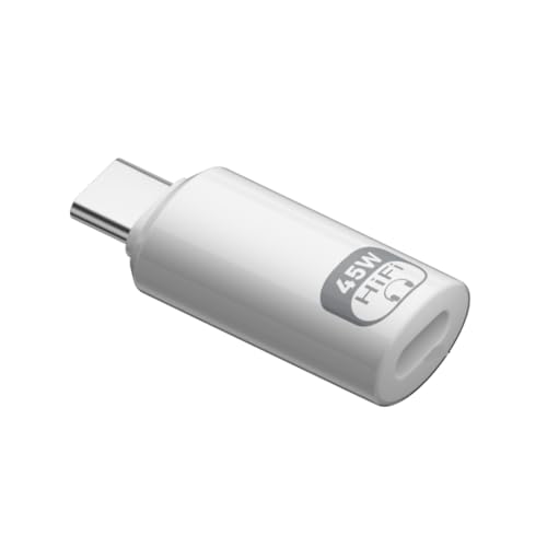 Image of AUDIOCULAR USB-C to Lightning Adapter, 45W PD Fast Charging, Hi-Fi Integrated DAC, Mic Support, Type-C to Lightning Audio Converter for Smartphones & Tablets (White)