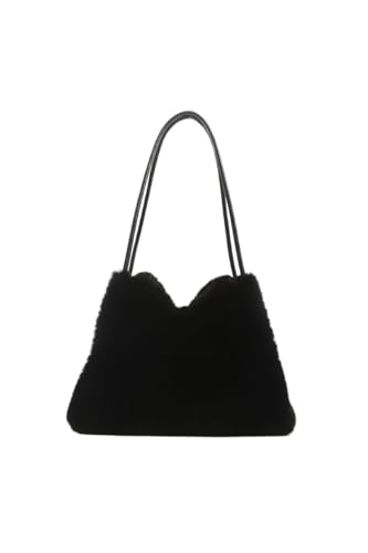 Ulisty Women Small Faux Rabbit Fur Tote Bag Furry Underarm Bag Plush Shoulder Bag Fashion Purse Handbag