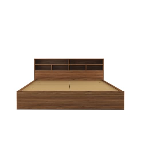 Image of DesignFit Engineered Wood King Size Bed with Box Storage | Wooden Double Bed Cot Palang Furniture for Bedroom Living Room (Walnut Finish)