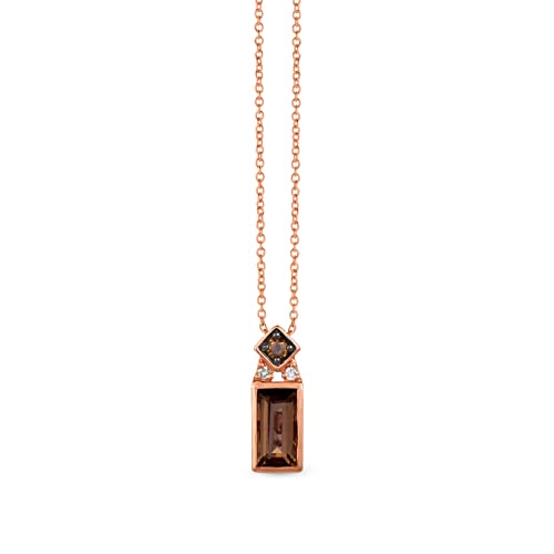 1/2 Carat Baguette Cut Smoky Quartz And Chocolate Diamond Pendant Necklace For Women In 14K Rose Gold With 18 Inch Chain (Si1-Si2) By Levian #TOP5