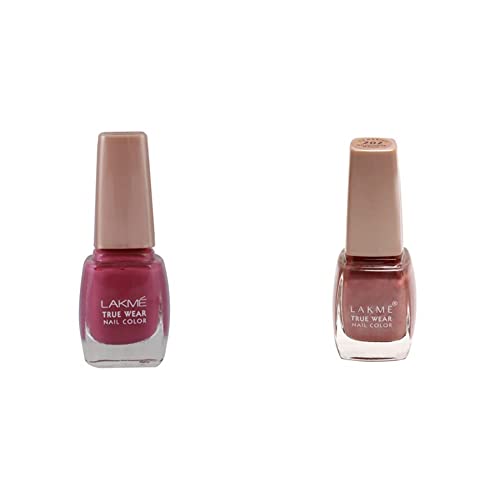 Image of Lakme True Wear Nail Color, Shade N236, 9 ml and Lakme True Wear Nail Color, Shade 202, 9 ml
