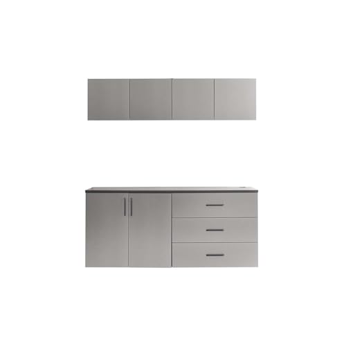 Image of Maykoosh Wall Mounted Storage Cabinet with Doors & Shelves Garage & Home Organization Metal /64x79x20 5 Piece Set