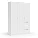 HOMN LIVING Armario ropero Reus 3 Puertas y 3 Cajones Color Blanco, 135 cm (Ancho) 52 cm (Profundo) 200 cm (Altura)