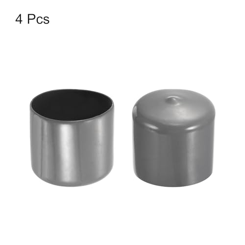 Image of uxcell 4pcs Rubber End Caps 46mm ID Vinyl Round End Cap Cover Screw Thread Protectors Dark Grey, 40mm Height