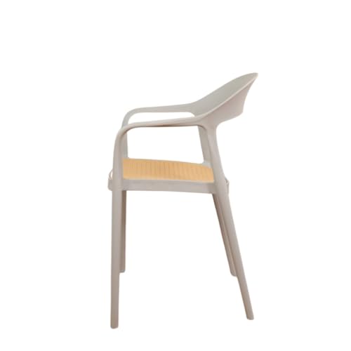 Image of Rattan Style Outdoor Chair | Set of 2 Grey Plastic Arm Chair for Garden, Balcony, Patio & Cafe | Lightweight Weather Resistant Seating | 3 Year Manufacturing Warranty