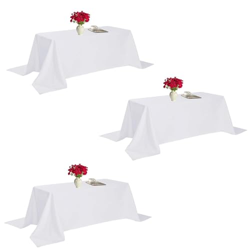 Mantel rectangular resistente al agua, 200 x 180 cm, a prueba de polvo, para bodas y eventos, hecho a medida en color blanco, fácil de limpiar