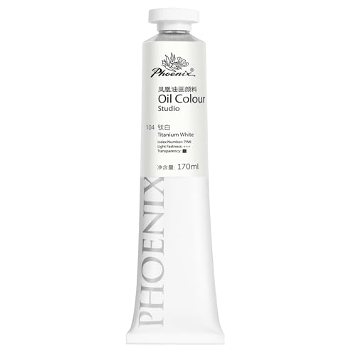 PHOENIX Titanium White Oil Paint - Single 170ml / 5.75 Fl oz. Large Tube - Oil Paint for Canvas Painting