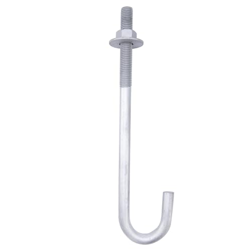 HROMIGRY 5/8” x 10” J Bolt Anchors (10 Pack) for Concrete with Nuts and Washers, Hot-Dip Galvanized