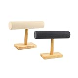 minkissy expositor de madera maciza grande brazalete visualización de ganchos baratija pararse mostrar largo estanteria almacenaje estanteria trastero stmnt soporte de joyas pulsador Bambú