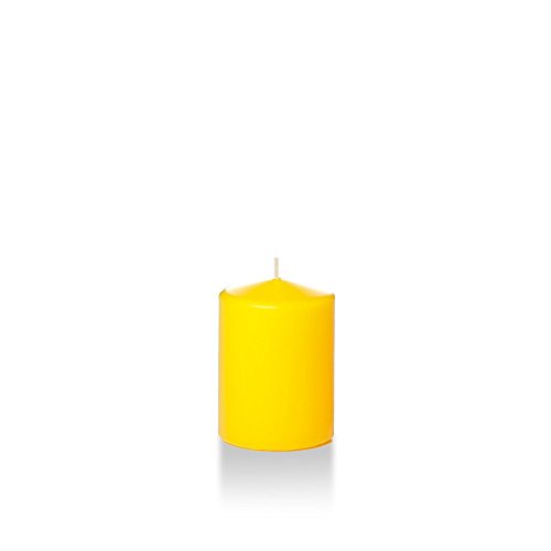 Yummi 3" x 4" Bright Yellow Round Pillar Candles - 3 per Pack