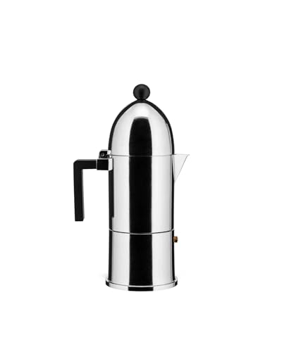 Alessi Cafetera acero 6 tazas inducción La cúpula negra by Eleganza y Tecnología