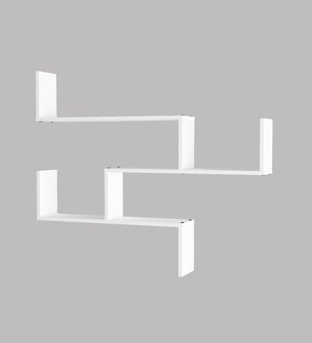 Image of WRAN Multipurpose Modular Wall Racks /Shelves /Organiser /Decor Particle Board Wall Shelf (Number of Shelves - 5, White)