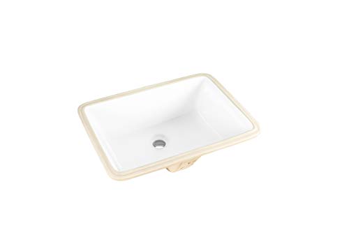 Fiore 2015, 20''X15'' Rectangle Undermount Bathroom Sink W/Concealed Overflow Hole, Modern Style Porcelain Ceramic Lavatory, White Vanity Vessel Sink #TOP1