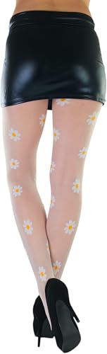 Image of ToBeInStyle Women's Sheer Fashion Ankle Socks & Pantyhose w /Springtime Daisy Design