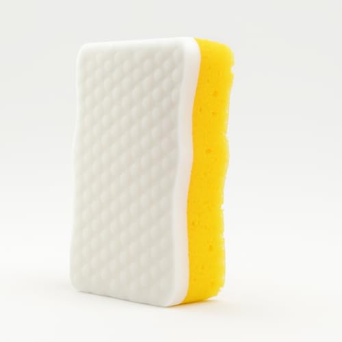 Image of Ampang Wave-Shaped Scrub Sponges for Kitchen Cleaning - Nano Sponge & High-Foam Seaweed Cotton, Non-Scratch, Dishwasher Safe, Ideal for Washing Dishes & Daily Household Tasks (5, Yellow)