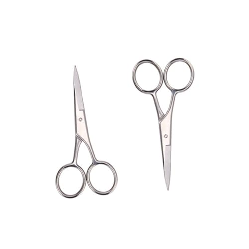 IWOWHERO Forbici Per Barba e Baffi in Acciaio Inox Set Da 2, Professionali Antiruggine Finitura Lucida, Per Saloni, Bar e Cura Personale Uomo