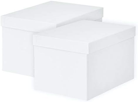 IKEA TJENA Foldable Storage Box with Lid/Office, Storage, Supplies, Organization, Small Parts (2, 7 x 9.75 x 6 White)