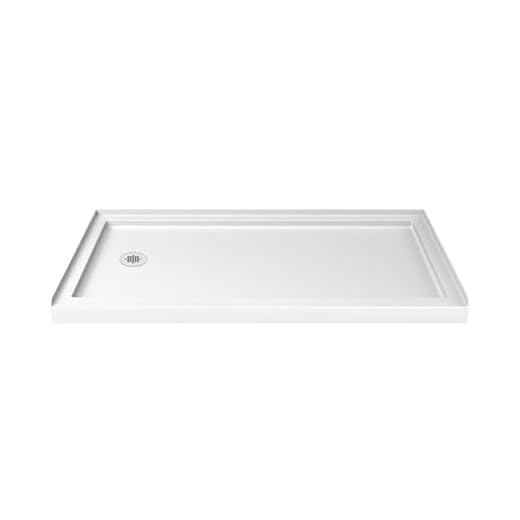 DreamLine SlimLine 30 in. D x 60 in. W x 2 3/4 in. H Left Drain Single Threshold Shower Base in White, DLT-1130601
