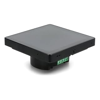 Shelly Wall Display Nero + Blu H&T Nero, Pannello di Controllo Wi-Fi Smart Home, Termostato, Relè 5A Integrato, Conduttore Neutro Richiesto, Dati Ambientali, Domotica, Alexa e Google Home