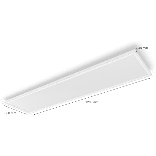 Philips Hue White & Color Ambiance Surimu Panel Deckenlampe 120 x 30 cm (4.150 lm), dimmbare Deckenleuchte für das Hue Lichtsystem mit 16 Mio. Farben, smarte Lichtsteuerung über Sprache oder App, weiß