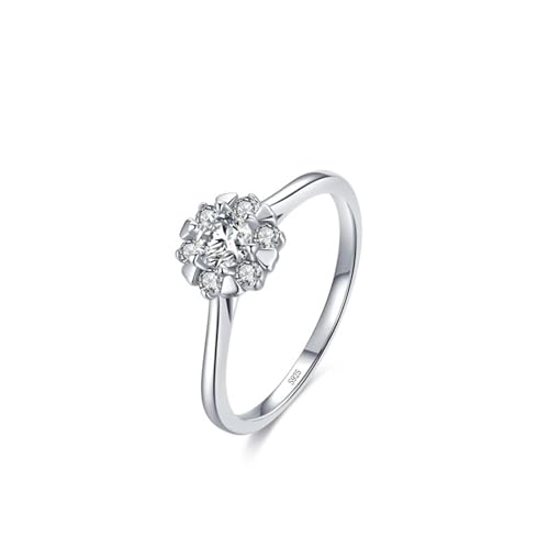 Bague alliance mode en argent 925 fleur zircone ronde pour soirée