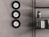  Triple Mdf revestimiento negro redondo espejo de pared decorativo