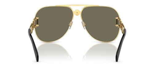 Versace Unisex Sunglasses Gold Frame, Clear Mirror Real Yellow Gold Lenses, 63MM4