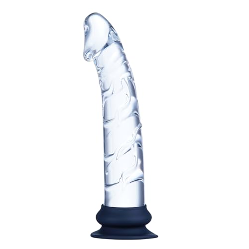 21 cm realistischer Dildo, klarer Glasdildo-Buttplug mit abnehmbarem Silikon-Saugnapf, realistische Venentextur für Prostata- und G-Punkt-Stimulation,Glasdildo-Sexspielzeug für Männer,Frauen und Paare