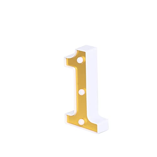 Image of Efavormart 6 inch Gold Marquee Number 1, Mirror Front Warm White LED Light Up 3D Sign, Battery Operated 72H Glow for Wedding Party & Wall Decor