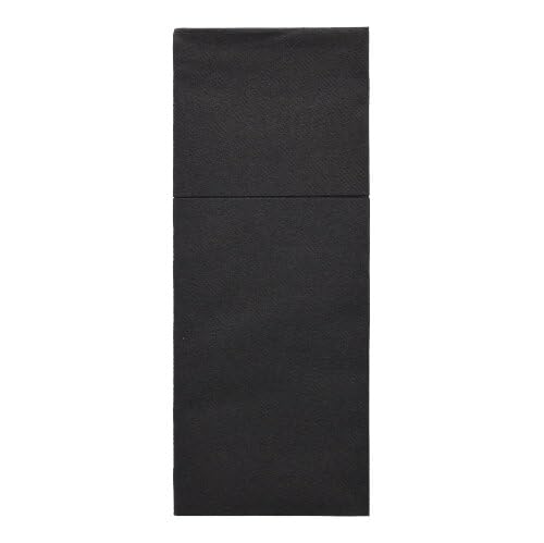 Papstar Bestecktaschen, Airlaid 1/8-Falz 40 cm x 48 cm schwarz "Premium" 87684 Hochwertige Serviettentaschen, 400 Stück
