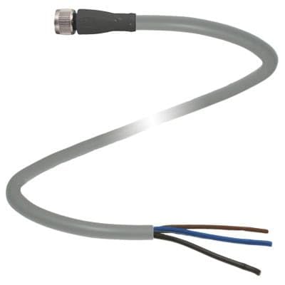 V3-GM-2M-PVC, Cordset, Str M8 Female 3p - Cable end, 3 Wire, 2 Meter, PVC, Gray, 109021, V3 Series