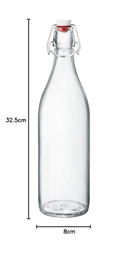 Image of SAVE 1 Litre Swing Top Bottle | Clear Glass Bottle | Flip Top Secure Clamp | Water, Oil, Kambucha, Fermenting Bottles (01)