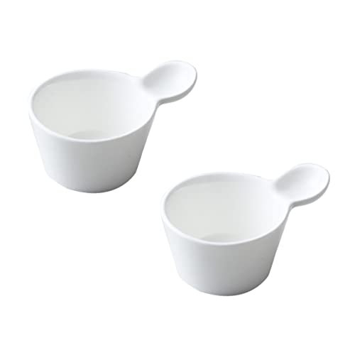 Unomor 2pcs Ketchup Cups Tea Creamer Pitcher Ketchup Bowl Japanese Side Dish Tray Milk Creamer Jug Milk Jug Dispenser Sauce Holder Small Salad Bowl Coffee Syrup Dispenser White Ceramics