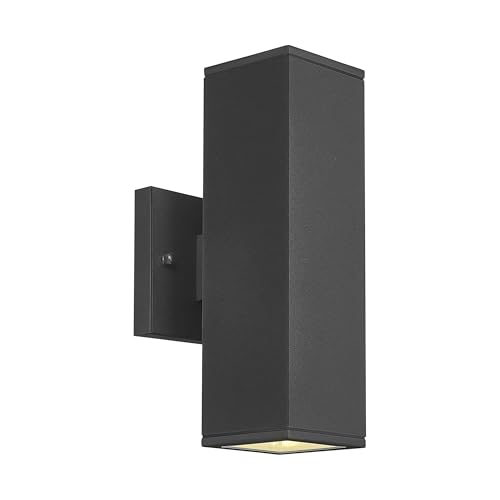 Image of Ken & Ricky Modern Outdoor Wall Light,Aluminum Rectangular,Black,1 PK | 2 Lights Exterior Wall Light Fixtures,Waterproof Outdoor Sconce,No glare,for House Porch Garage Patio Front Door Entryway
