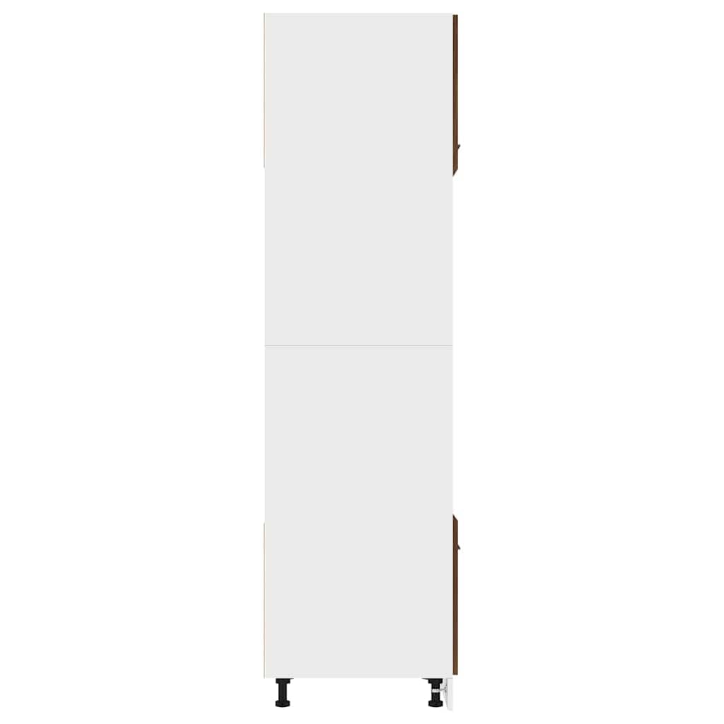 Lyon Braun Armoire à micro-ondes aspect chêne avec 4 compartiments, armoire de cuisine pour rangement et espace de rangement, 60 x 57 x 207 cm, charnière de porte flexible, autoportante