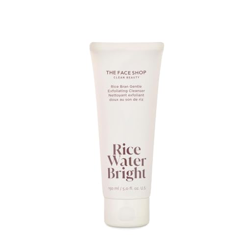 The Face Shop Rice Water Bright Rice Bran Gentle Exfoliating Cleanser – Hydrating, Moisturizing & Brightening Face Cleanser – Vegan Exfoliating Face Wash Face Scrub – Korean Skin Care Face Exfoliator