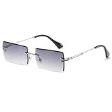 BAWUYI 90s 2000s Rectangle Rimless Sunglasses Women Men Y2K Accessories Vintage Retro Frameless Squa