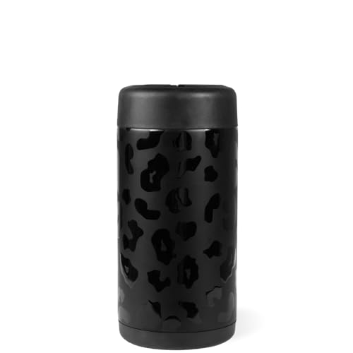 Image of HydroJug Slim Can Cooler 12 oz, Stainless Steel Can Holder, Black Leopard