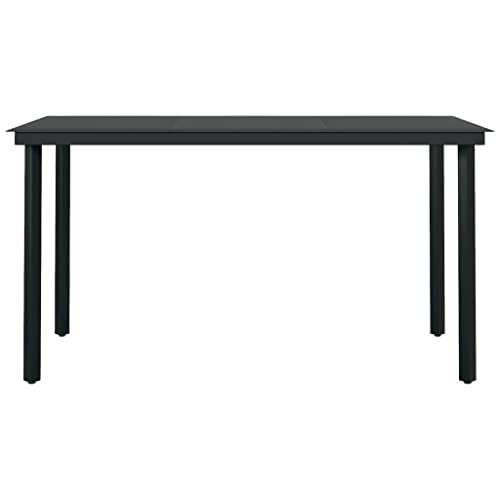 Ycfbh Garden Dining Table, Steel Outdoor Table,Patio Furniture Black 140X70X74 Cm #TOP2